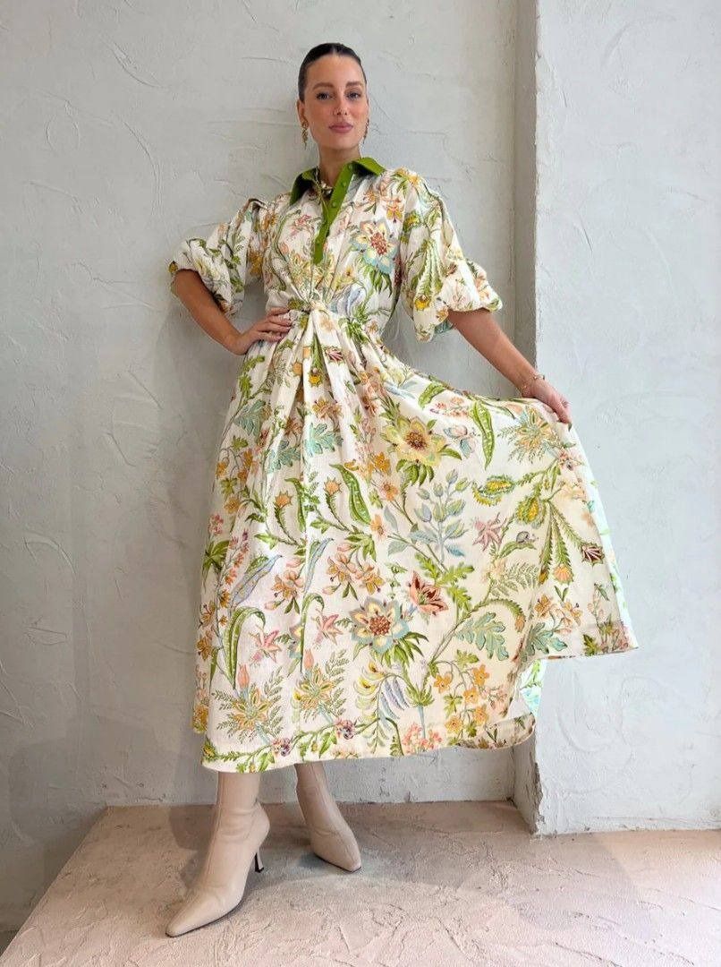 alemais ira tiered midi dress Alemais Ira Tiered Midi Dress Lemon/Cream Size AU 10