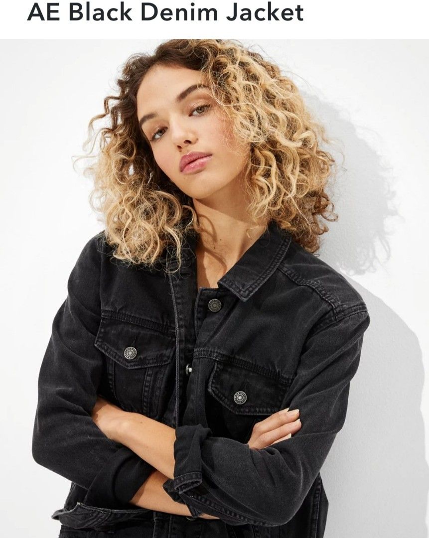 American Eagle Brand new black denim jacket Women s Fashion Coats Jackets and Outerwear on Carousell