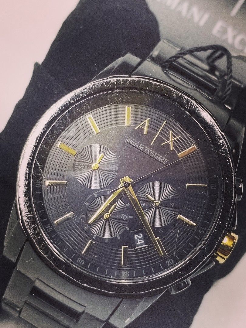 Armani exchange black outlet stainless steel watch
