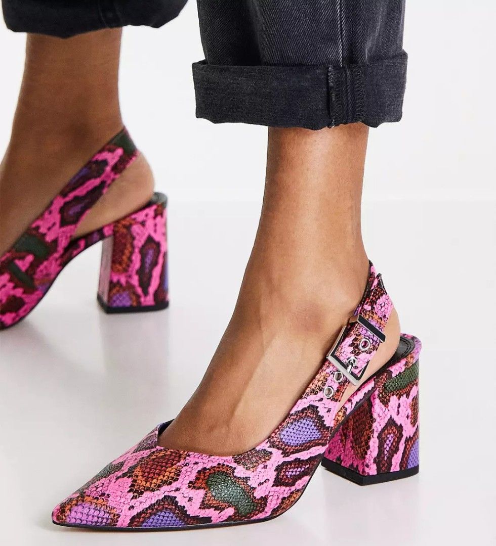 ASOS Wide Fit West Pink Snake Women s Fashion Footwear Heels on