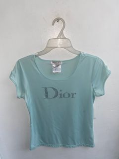 Authentic Christian Dior bejeweled blue top