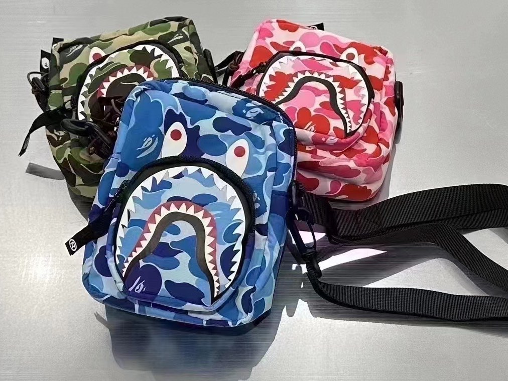 BAPE: Blue Mini ABC Camo Shark Bag