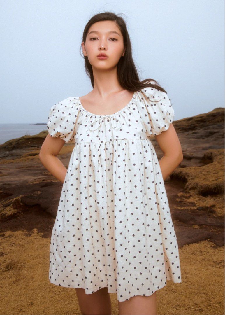 Caramel polka dot dress hot sale