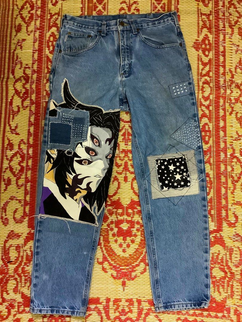 Custom Neon Genesis Evangelion Jeans Hand painted... - Depop