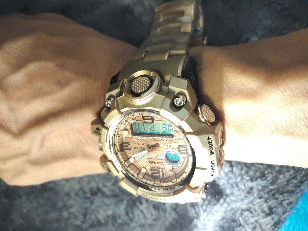 Casio G shock Dual Time DW 1523 NB Gold Full Metal stainless Steel Men s Watch