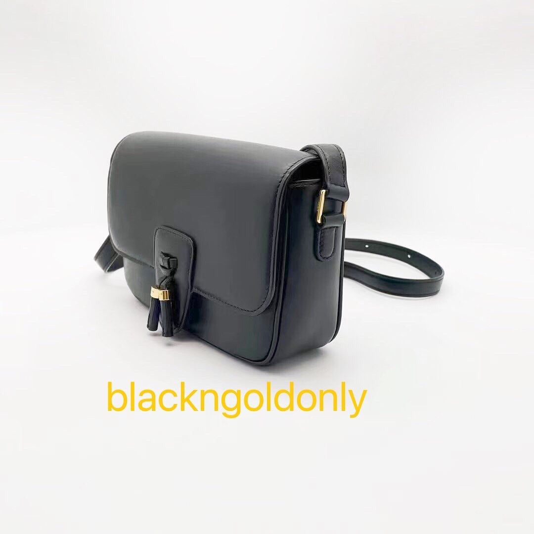 Celine Ladies Tassels Leather Shoulder Bag Medium Black