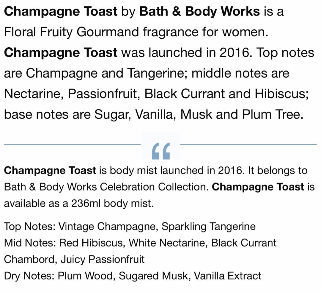 Champagne Toast Bath and Body Works for women