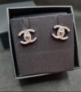 CHANEL Earrings AUTH Coco Logo Mark CC Gold Vintage Rare 2.4cm Swing Pin F/S