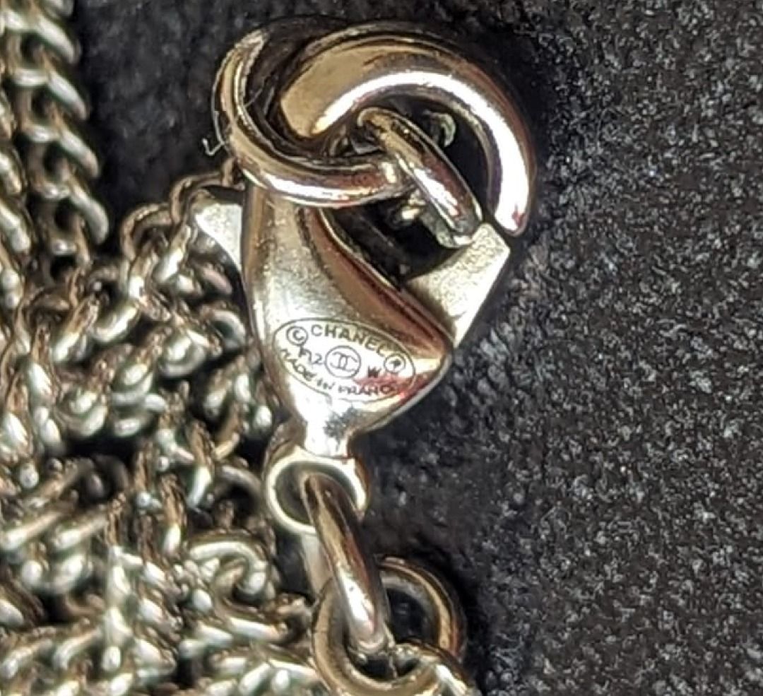 Chanel CC F12W logo classic timeless crystal necklace box tag