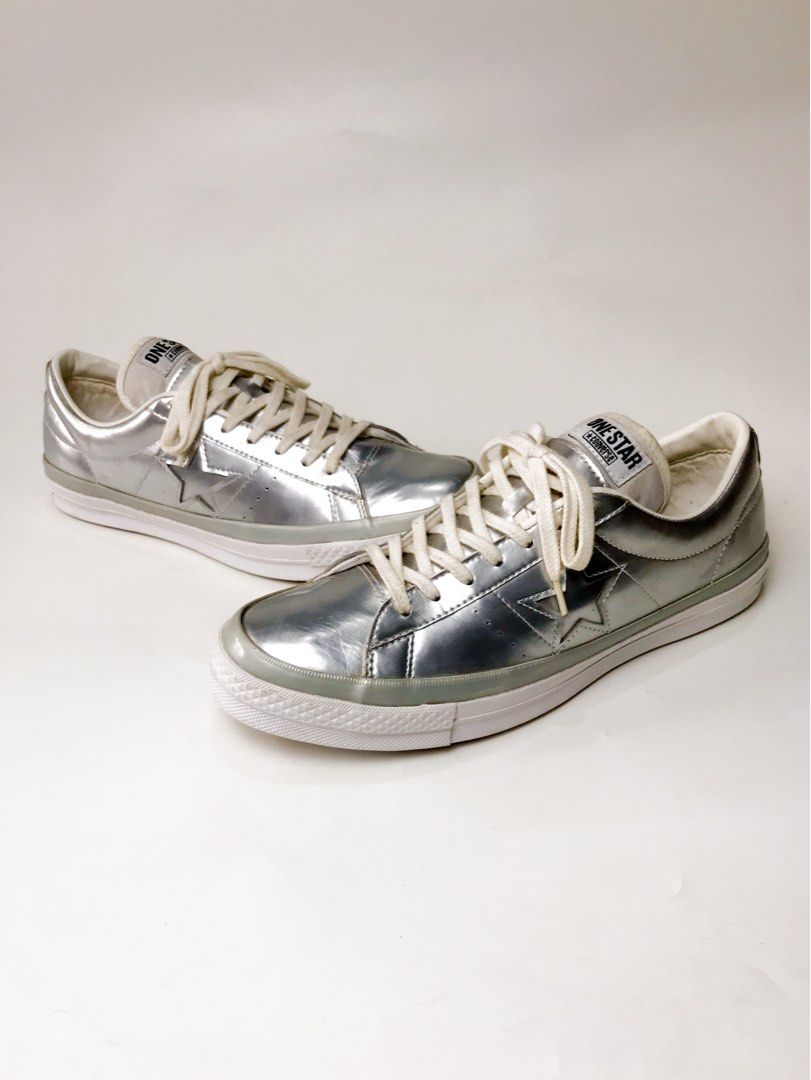 CONVERSE ONE STAR OX HANBYEOL SILVER LEATHER Fesyen Pria Sepatu