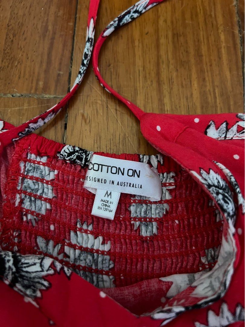 Cotton On Red Floral Mini Sundress (Category: Dresses) located in Paranaque City. Submitted by chicnuggies (Listing ID 1245263294, Image 3). Description: shirring at the back so it is stretchable. may fit up to size l.