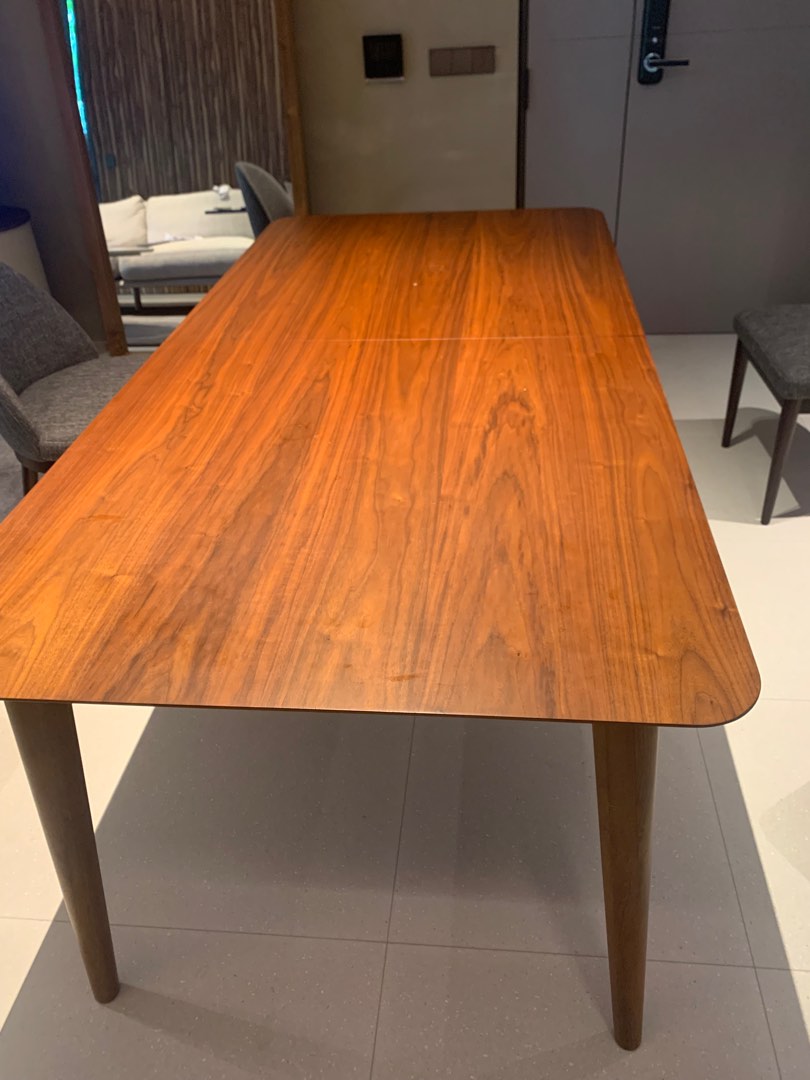 Tate walnut extendable midcentury hot sale dining table