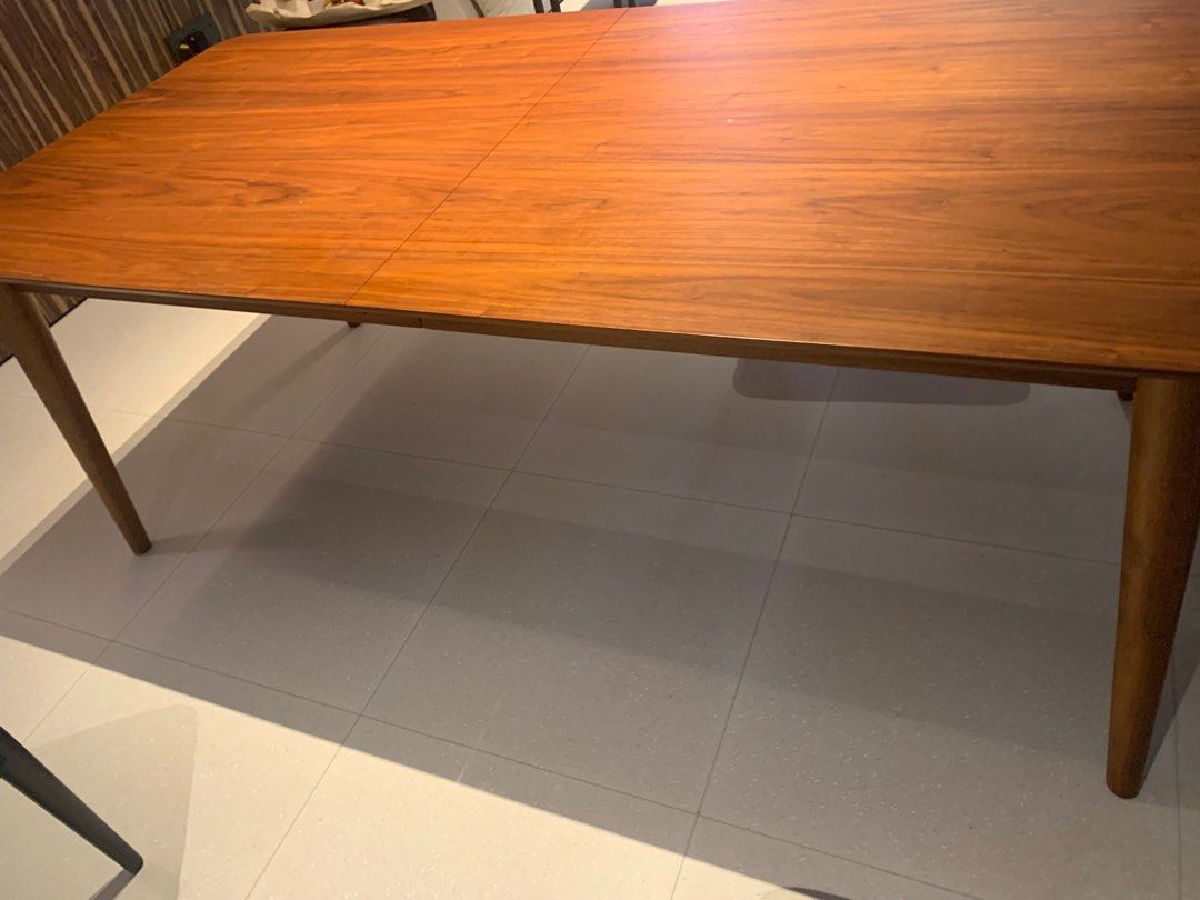 Crate&Barrel Tate Walnut Extendable Midcentury Dining Table, Furniture