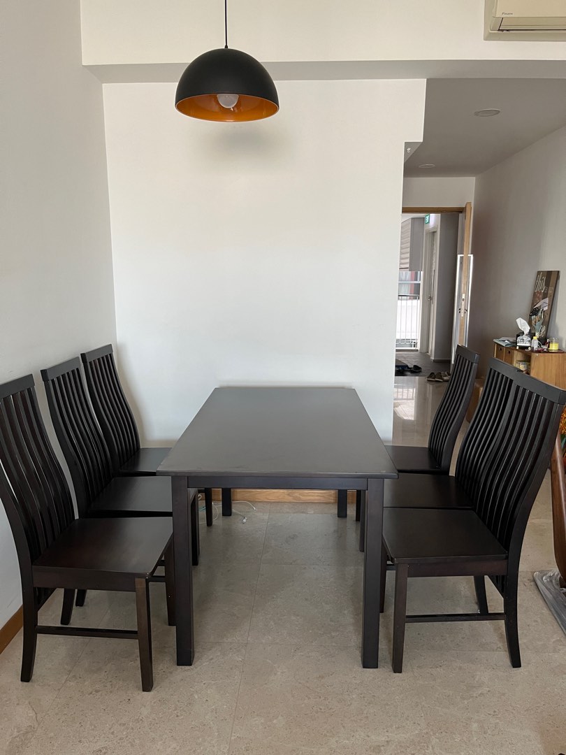 IKEA dining table set with 6 chairs, Furniture & Home Living, Furniture ...