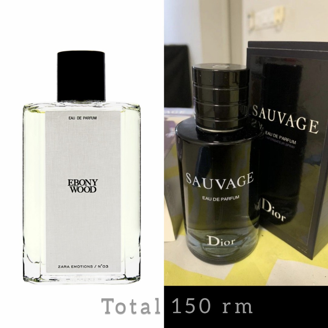 Dior Sauvage 100 ML and ZARA Ebony Wood 100 ML, Beauty & Personal