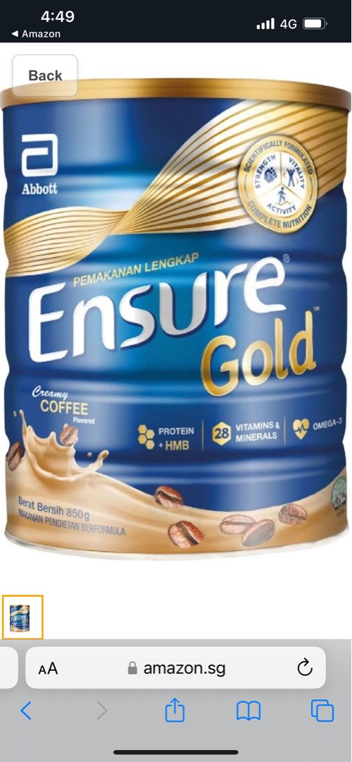 Ensure Gold Complete Balanced Nutrition Coffee 380g.