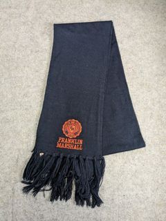 FRANKLIN MARSHALL Navy Knit Scarf Tassle End Knitted Size 9"x72"