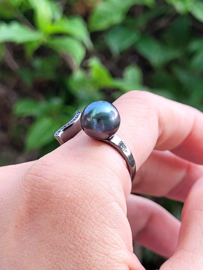Real black clearance pearl ring