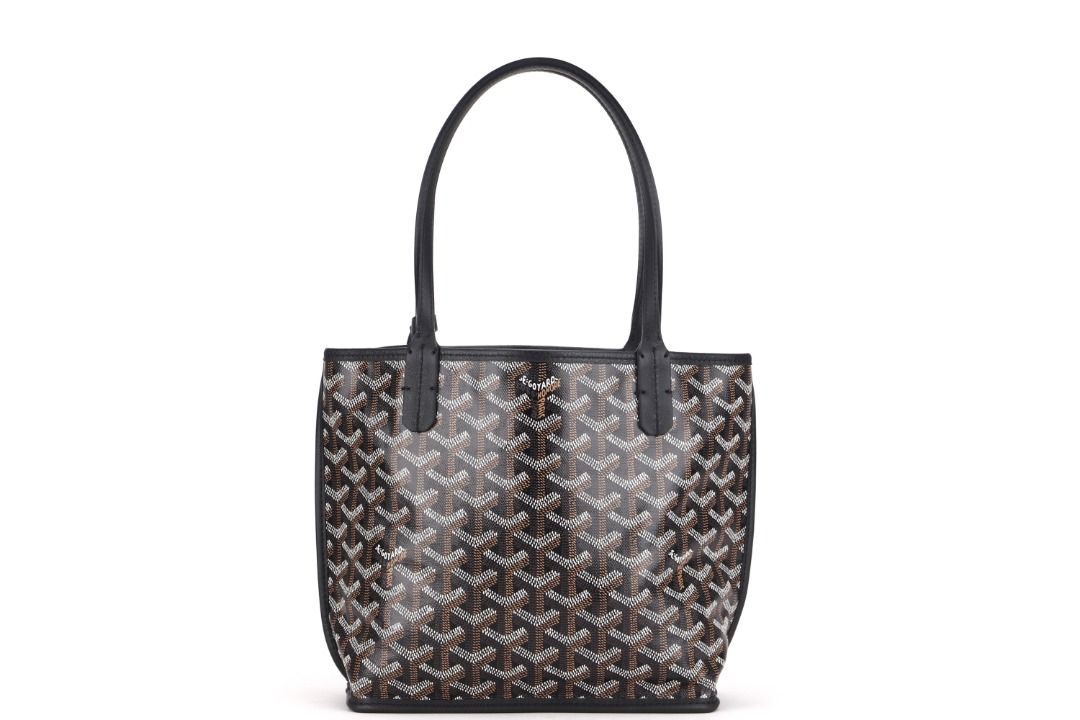 goyard artois small tote black canvas natural leather, with dust cover