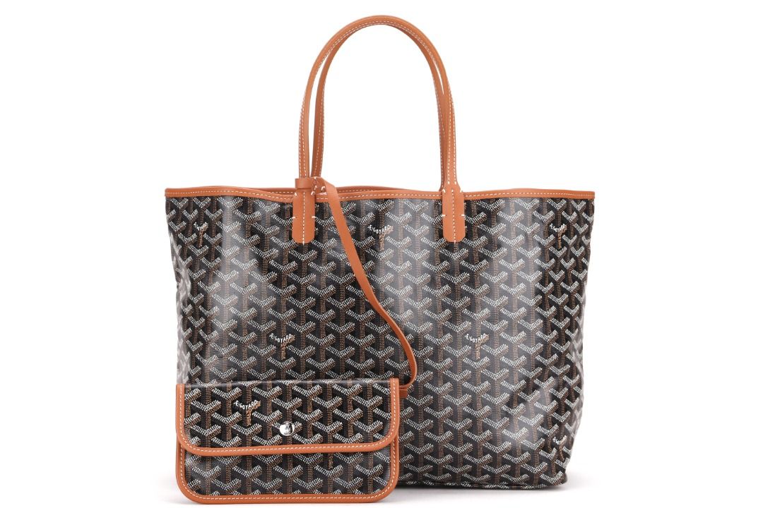 goyard saint louis small tote bag grey canvas grey leather, with dust cover