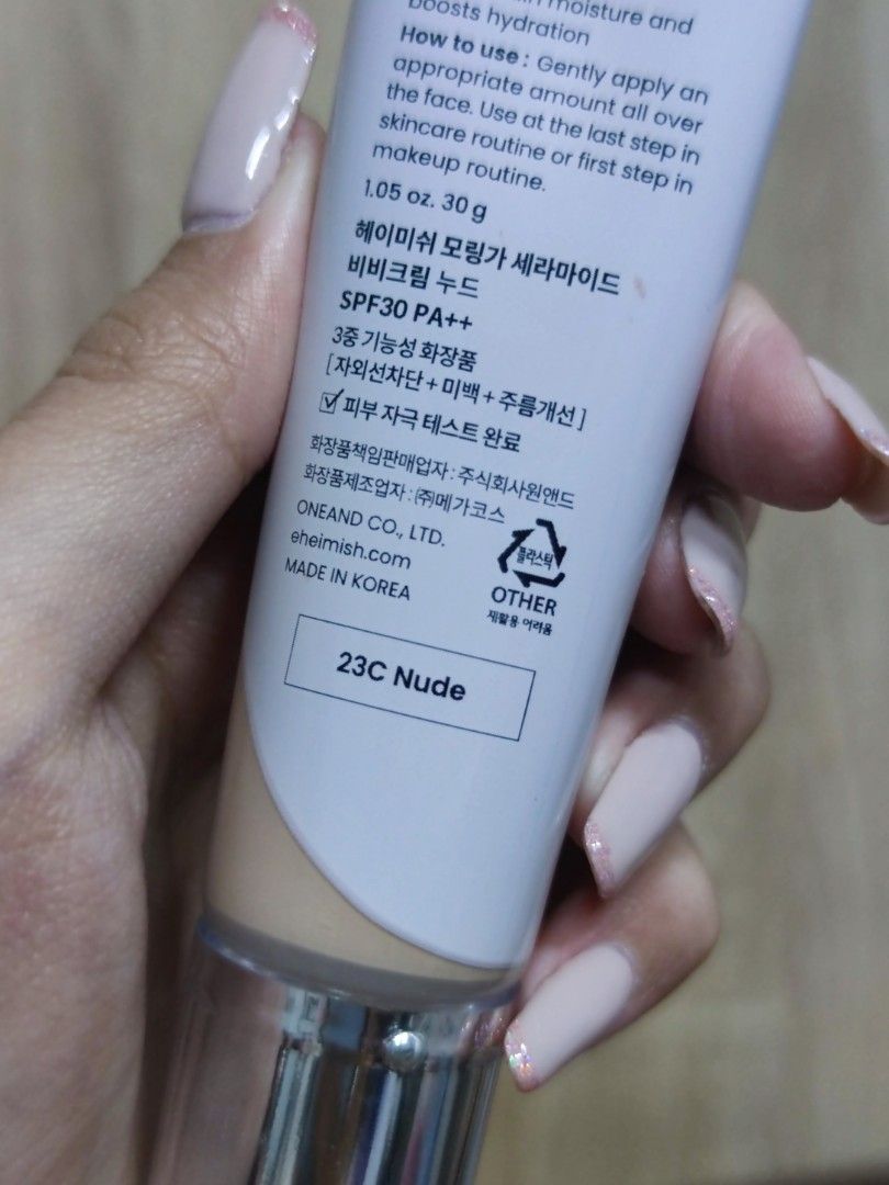 Heimish bb cream moringa ceramide 23C nude (Category: Makeup) located in Makati City. Submitted by declutteringyk (Listing ID 1245355543, Image 3). Description: original price 700+ used 2x max, still 95% full rfs: gifted to me, not my shade.