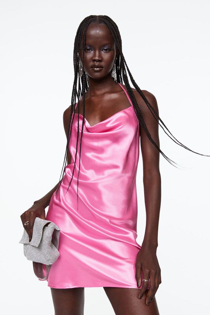 H&m orange satin dress sale