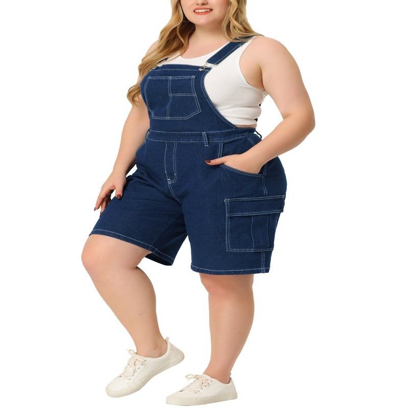 Plus size denim jumper pants clearance