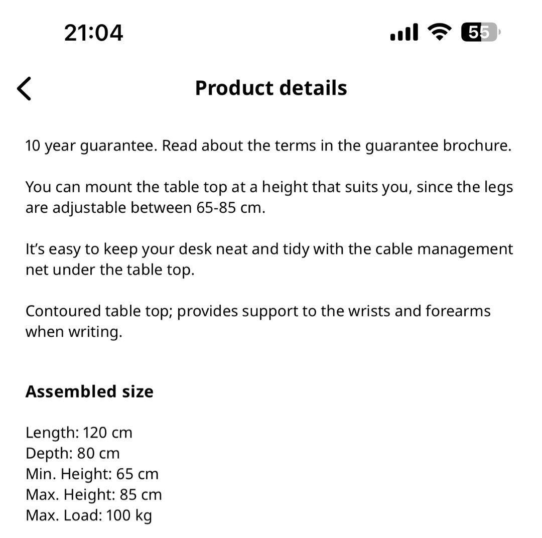 IKEA Bekant Desk, Furniture & Home Living, Furniture, Tables & Sets on