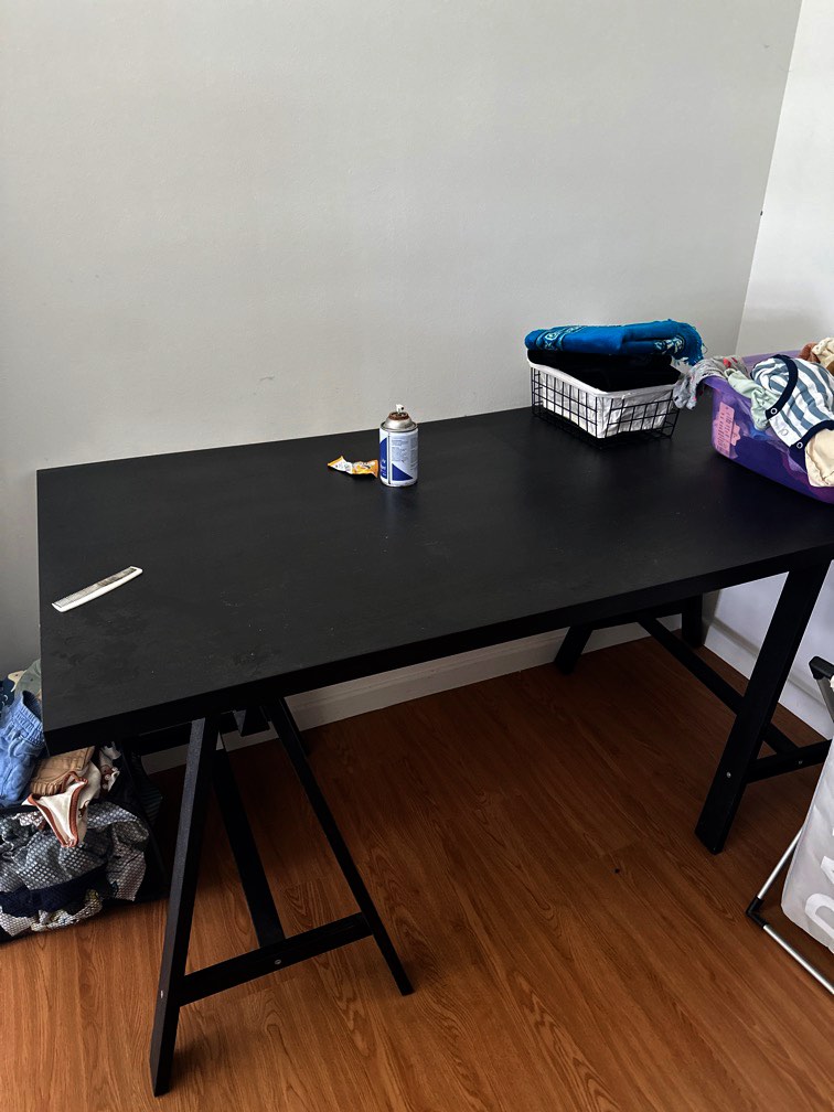 Ikea Black table (linnmon), Furniture & Home Living, Furniture, Tables & Sets on Carousell