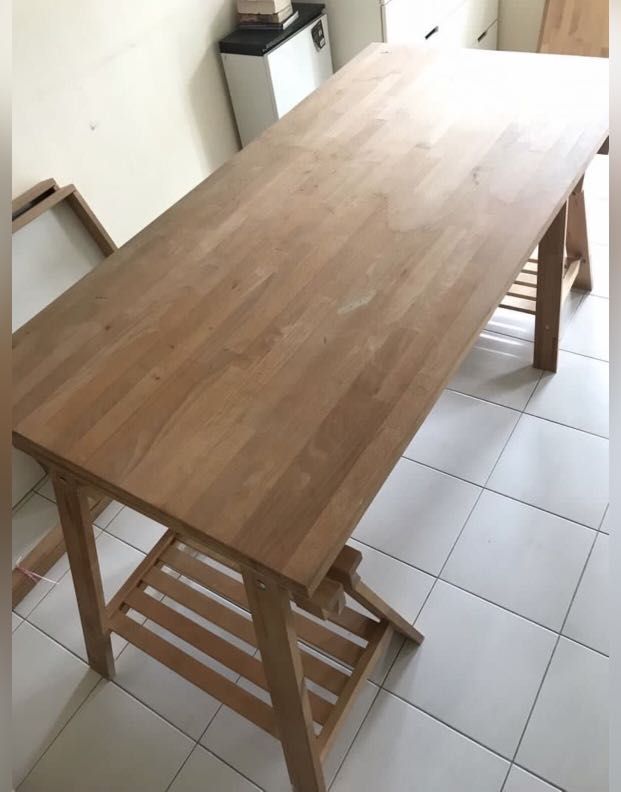 IKEA WOODEN TABLE, Furniture & Home Living, Furniture, Tables & Sets on
