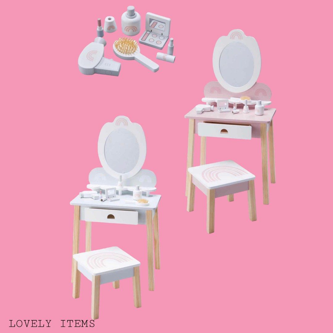 IMPORTED Wooden Toy Vanity Unit & Accessories on Carousell