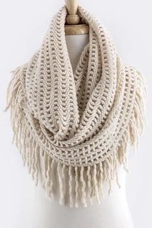 Infinity Neck Scarf Women Loop Circle Open Weave Cut Out nude color