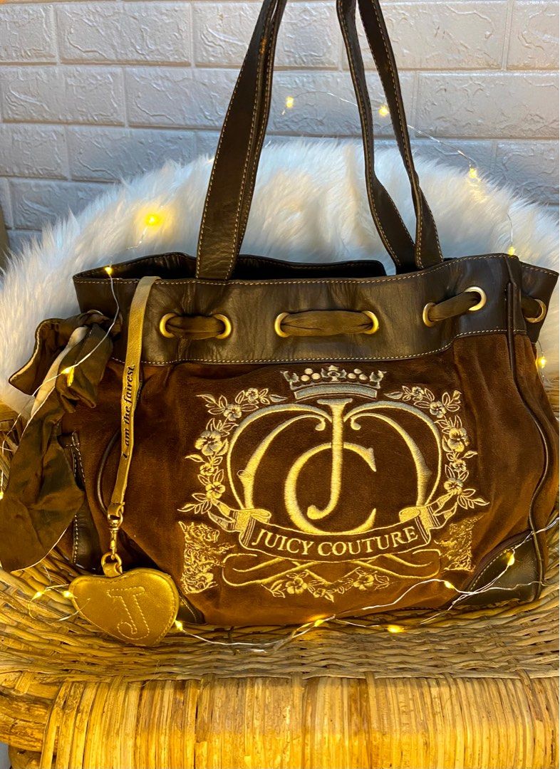 Juicy Couture Velour Vintage Rare Heritage JC Crown Crest Daydreamer y2k Bag  with Gold I am