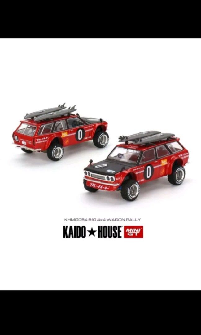 Kaido House x MINI GT Datsun KAIDO 510 Wagon - Kaido GT Surf Safari RS Red  & white (KHMG044 & KHMG054), Hobbies & Toys, Toys & Games on Carousell