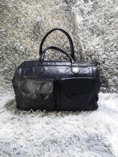 Kawano Japan Black Smooth Leather Weekender Bag