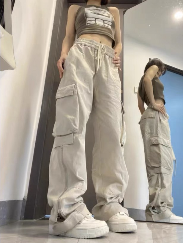 khaki cargo pants Women s Fashion Bottoms Jeans Leggings on