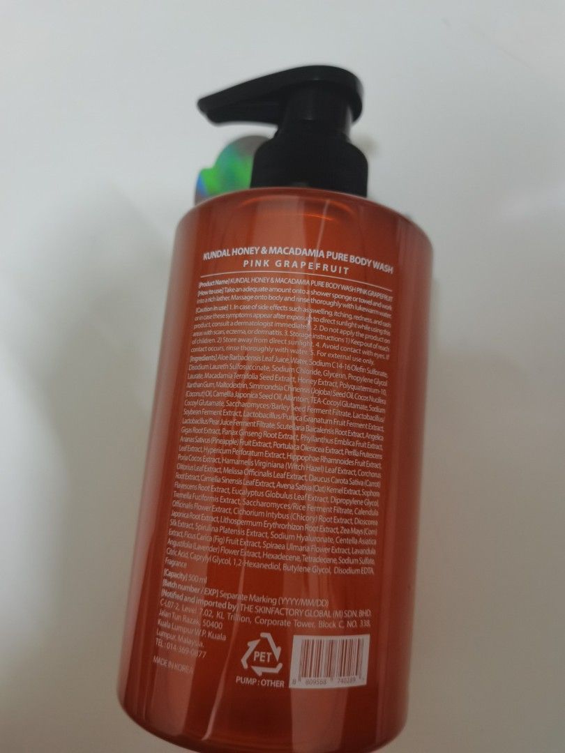 [Kundal] Pure Body Wash 500ml Pink Grapefruit, Beauty & Personal Care, Bath & Body, Bath on
