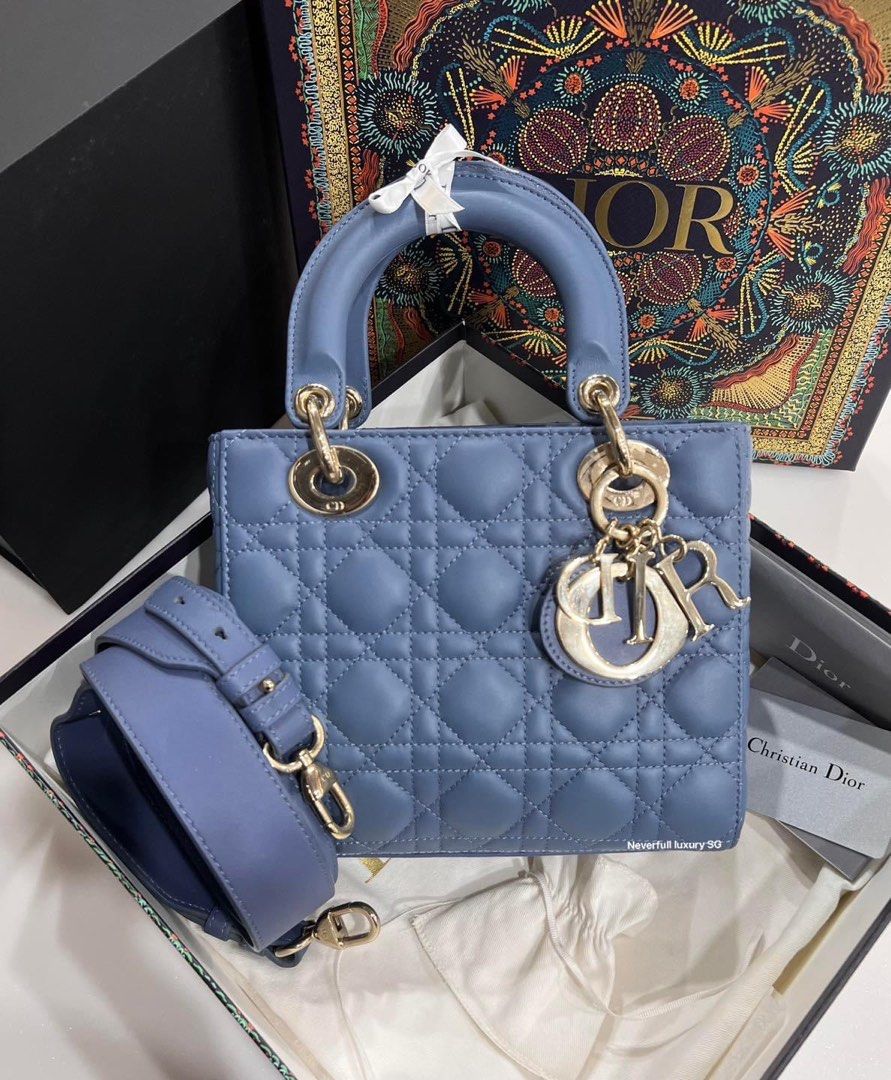 Small Lady Dior My ABCDior Bag Cloud Blue Cannage Lambskin