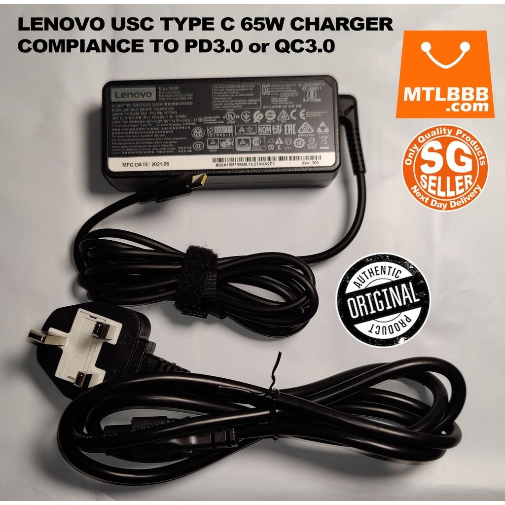 Huiyuan 65W USB-C Charger For Lenovo ThinkPad - 20V 3.25A Power Adapter