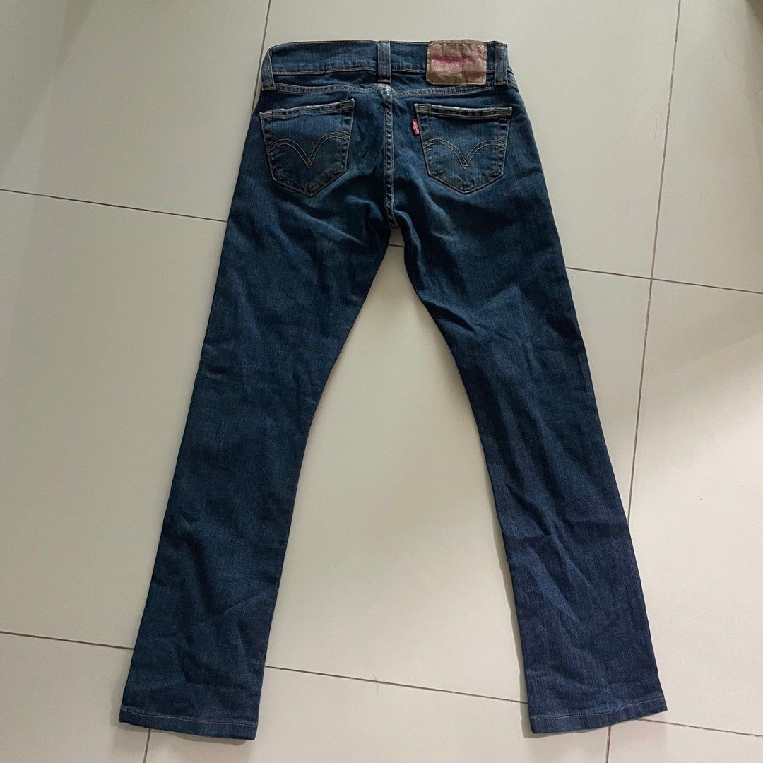 Levi s Low Rise Slouch Straight Navy Denim Jeans Women s Fashion