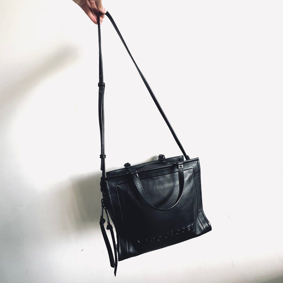 LIKE NEW Marc Jacobs MJ Black Leather The Box Shopper Top