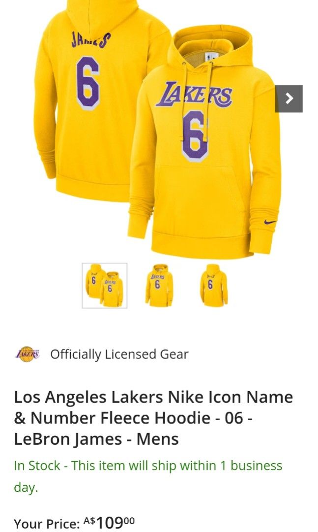 Los Angeles Lakers Nike Icon Name & Number Fleece Hoodie - 06