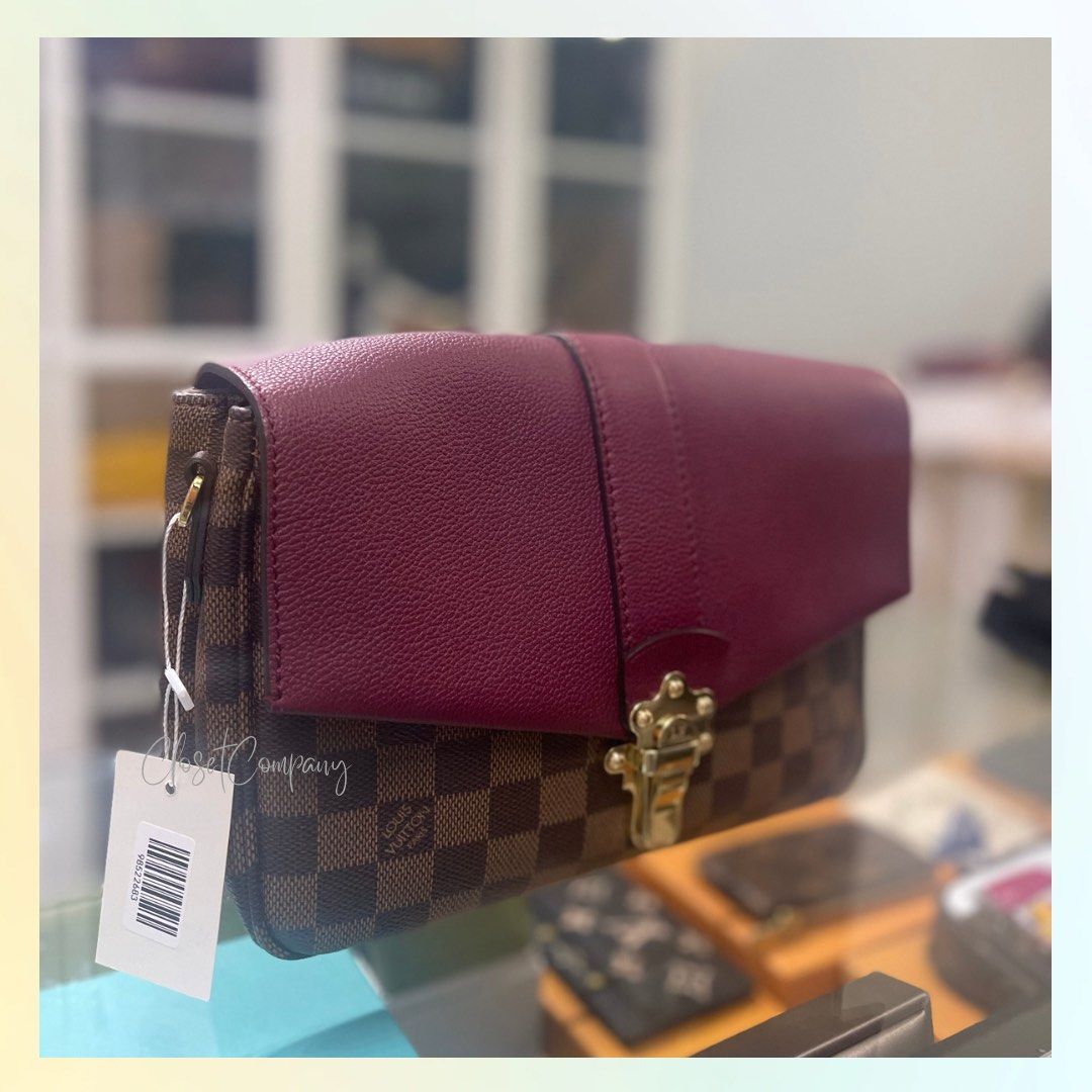 LOUIS VUITTON Clapton Damier Ebene Crossbody Bag Raisin