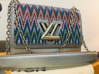 Louis Vuitton Twist Damier Monogram LV Pop MM Blue in Calf Leather