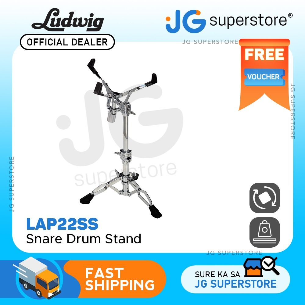Ludwig LAP22SS Atlas Pro Snare Drum Stand with LowContact Grips, Memory Locks, Gearless Dual