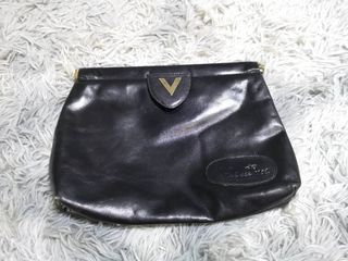 Mario Valentino Black Smooth Leather Clutch Bag