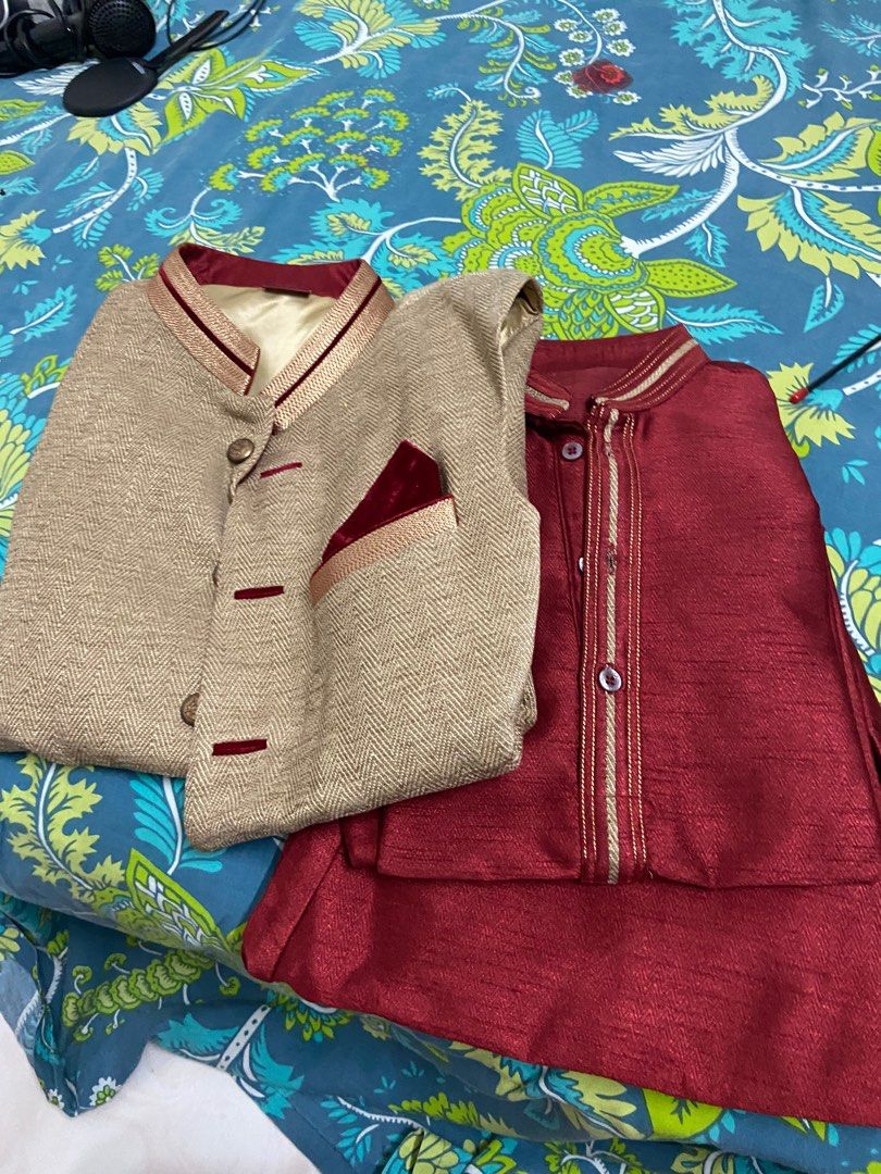 Men s Ethnic Sherwani Kurta Pyjama and coat Men s Fashion Tops