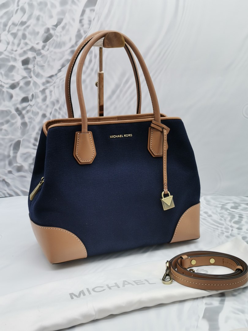 MICHAEL KORS HANDLE BAG IN DENIM & LEATHER, Luxury, Bags & Wallets on