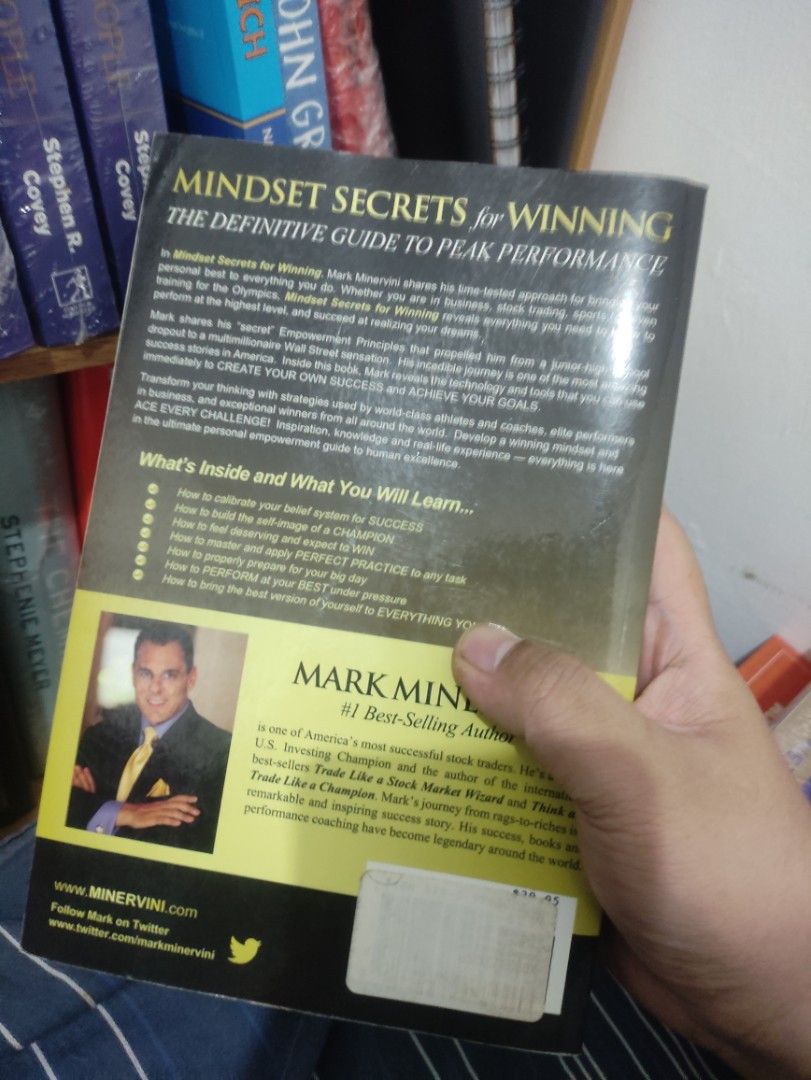 Mindset Secrets to Winning by Mark Minervini (Category: Storybooks) located in Maragondon. Submitted by nicx99 (Listing ID 1245409347, Image 2). Description: Used may konting flaws Free Shipping via J&T.