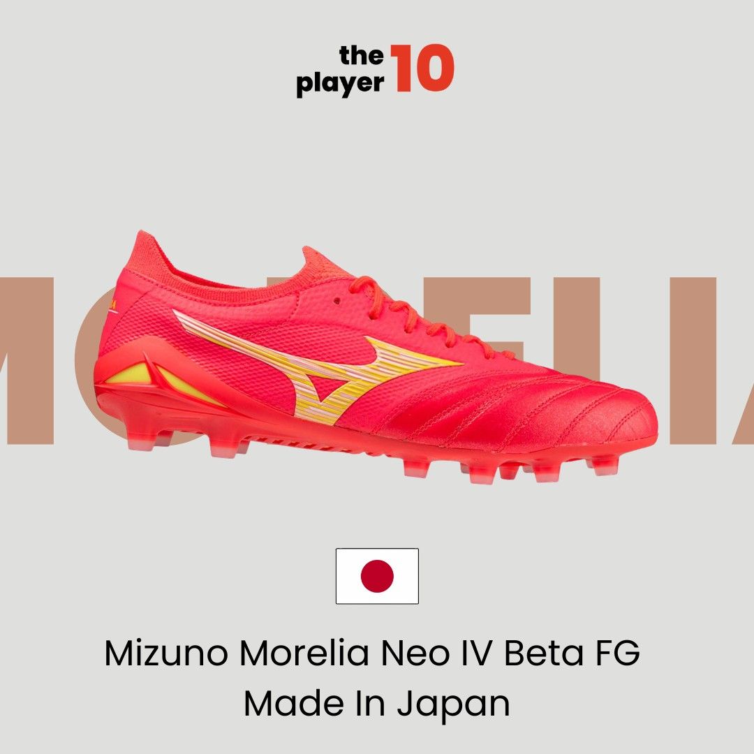Mizuno Morelia Neo  Beta Elite (MIV) and Made In Japan (MIJ) FG  Crimson Red/Lucent Yellow, Men's Fashion, Footwear, Sneakers on Carousell